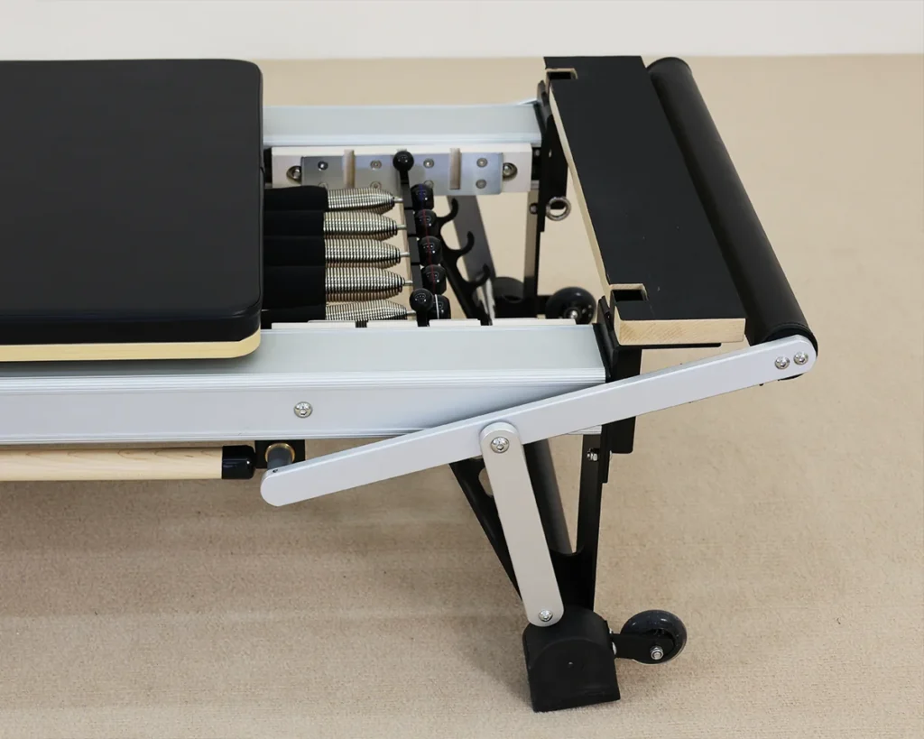 CP106 Commercial Pilates Equipment Detail View CP106 commercial Pilates equipment detail view for studio reformer machine