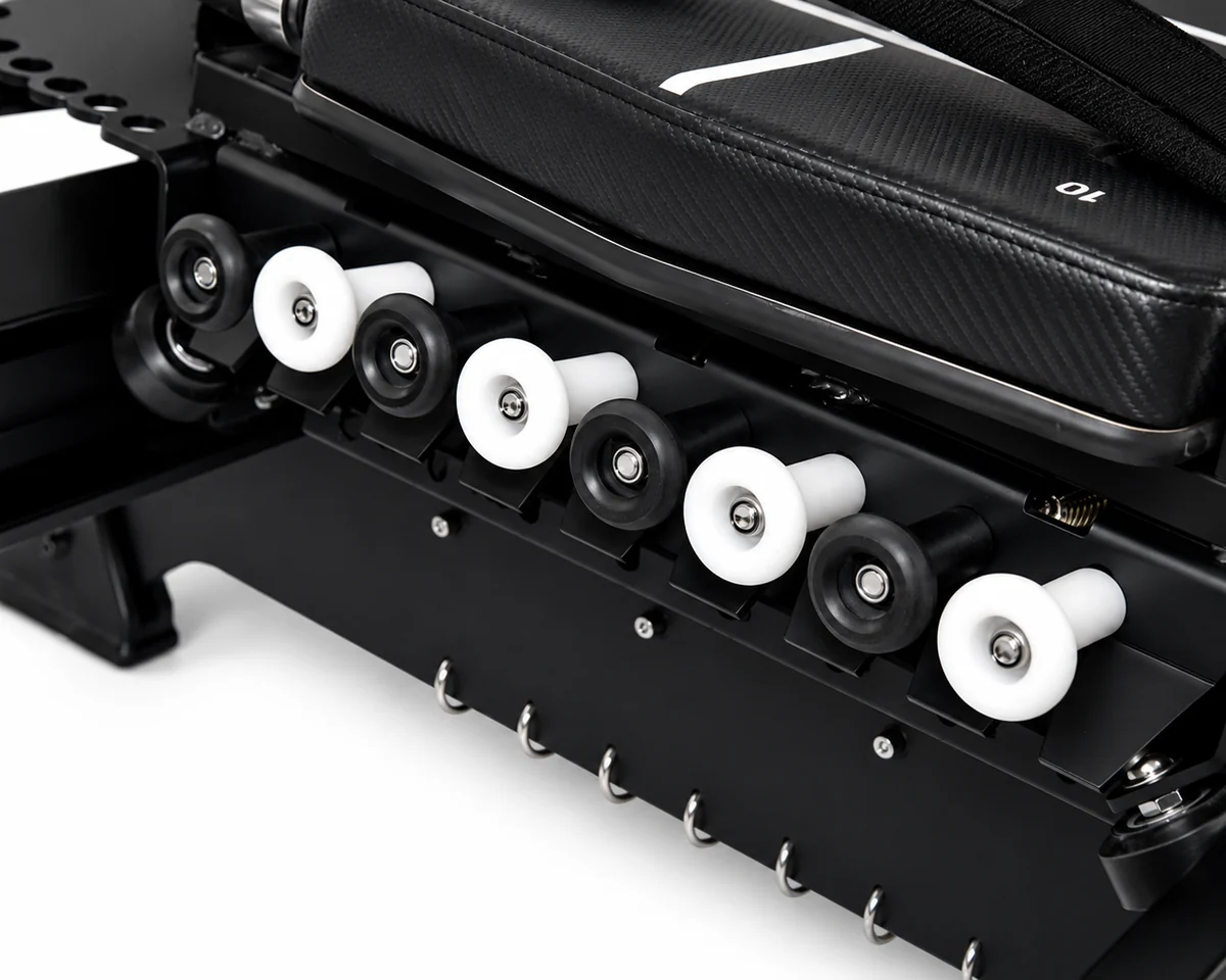 CP110 Mega Reformer carriage wheel and guide system