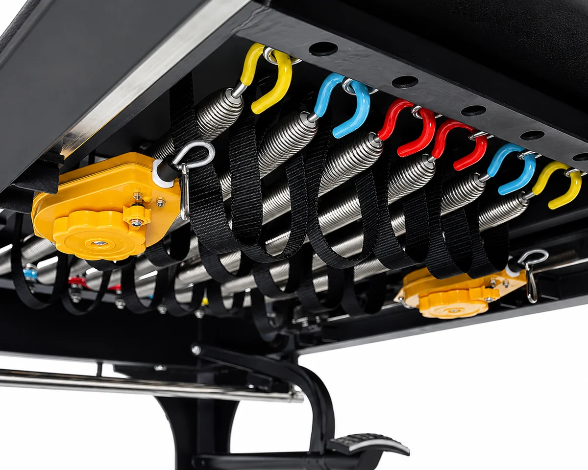 Commercial steel Mega Reformer CP113 underframe spring system