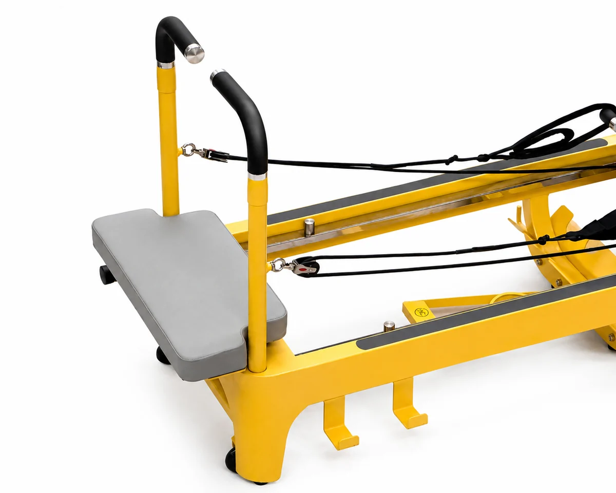 Yellow steel Mega Core Reformer CP114 front platform detail