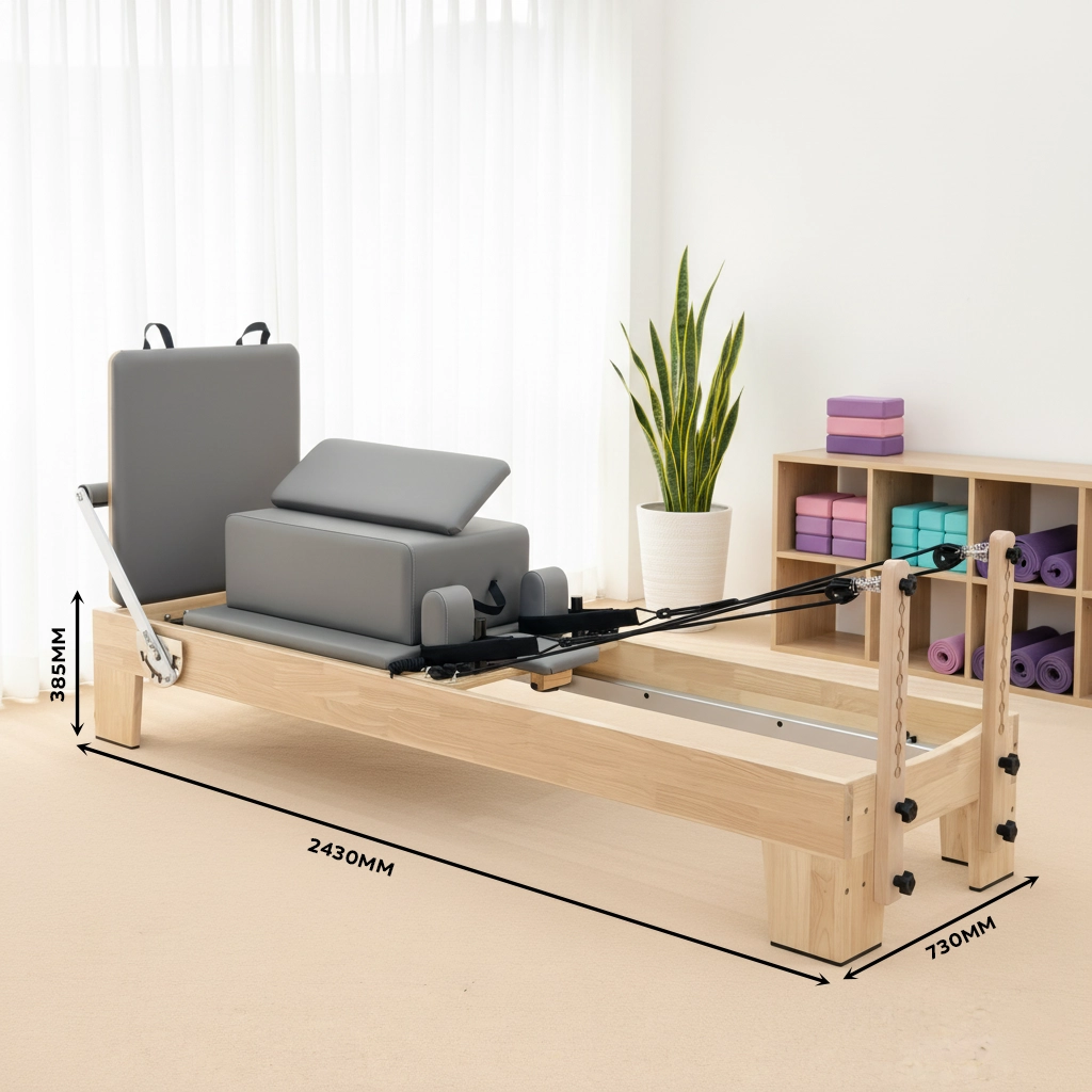 cp152-oak-wood-pilates-reformer-studio-equipment-size oak wood pilates reformer