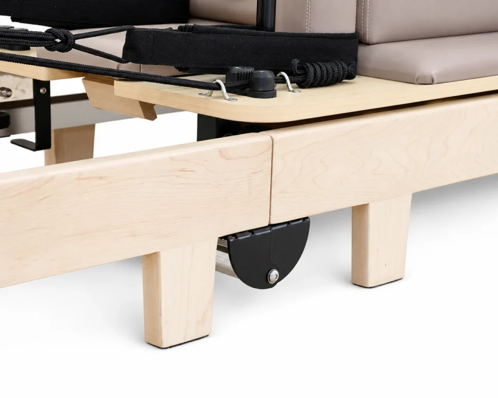 CP204 Maple Folding Reformer Center Hinge Detail CP204 Maple Folding Reformer Center Hinge Detail