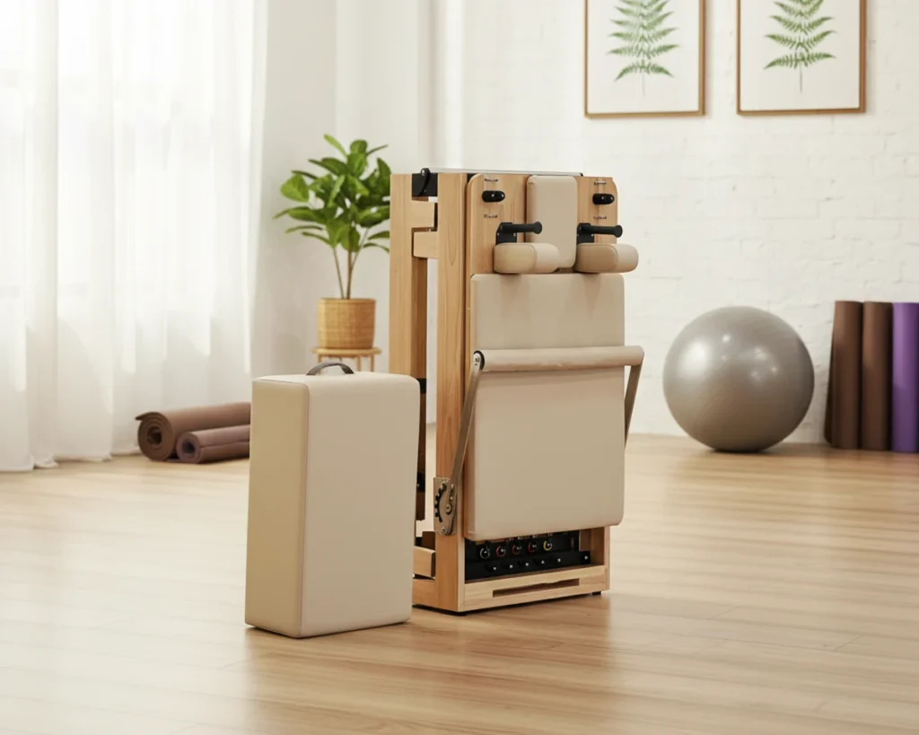 cp205-oak-folding-pilates-reformer-home-studio