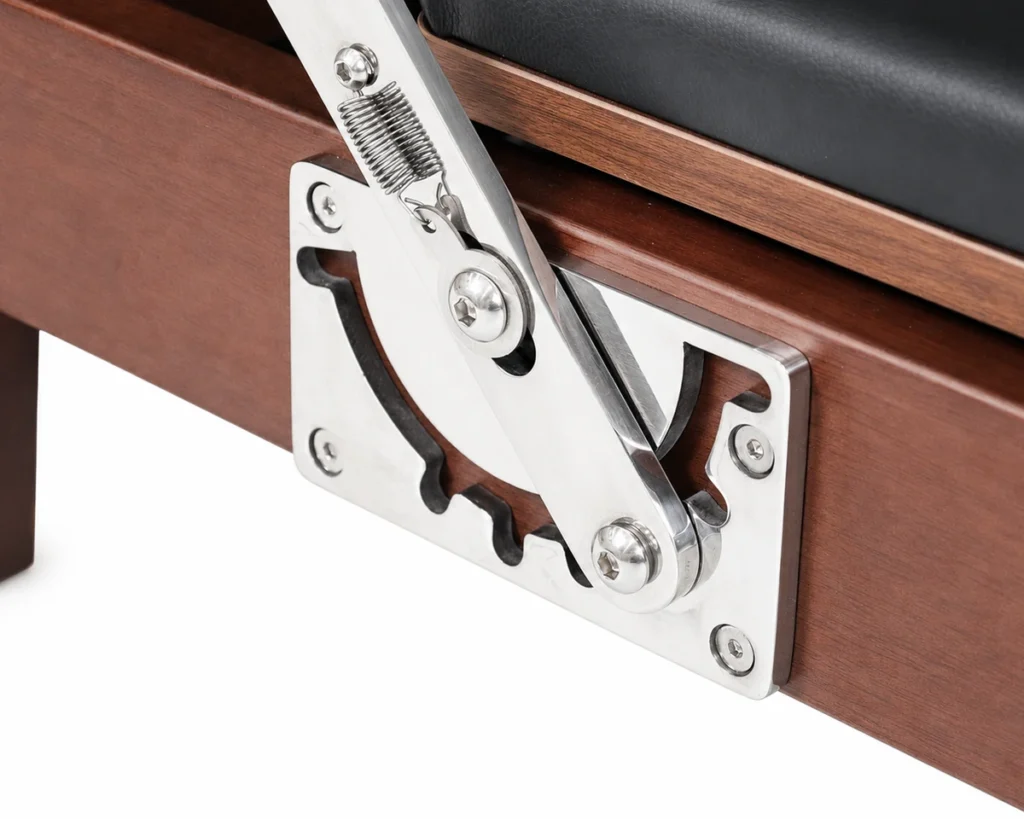 CP208 red oak reformer footbar adjustment detail CP208 red oak reformer footbar adjustment detail