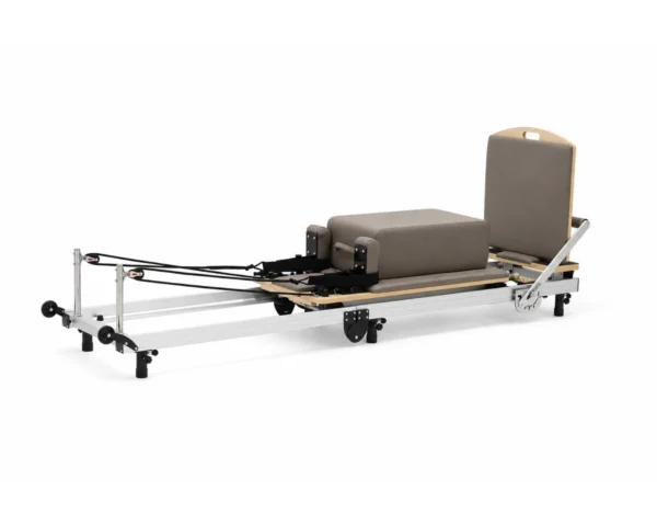 CP222 aluminum Pilates reformer front three-quarter view