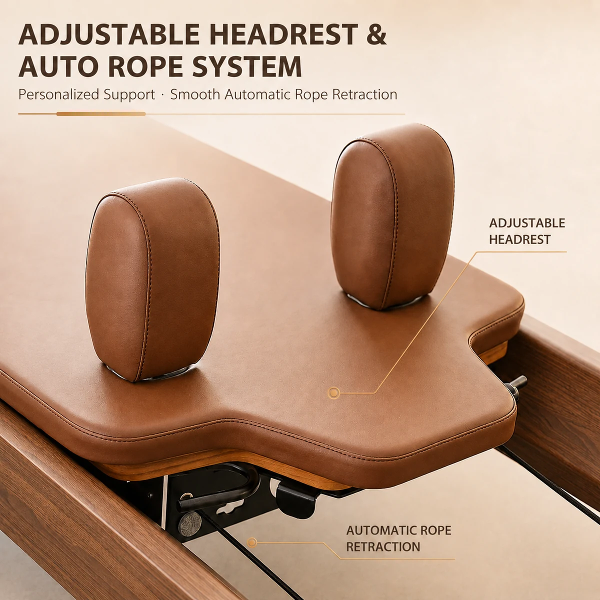 CP125 adjustable headrest and automatic rope return detail