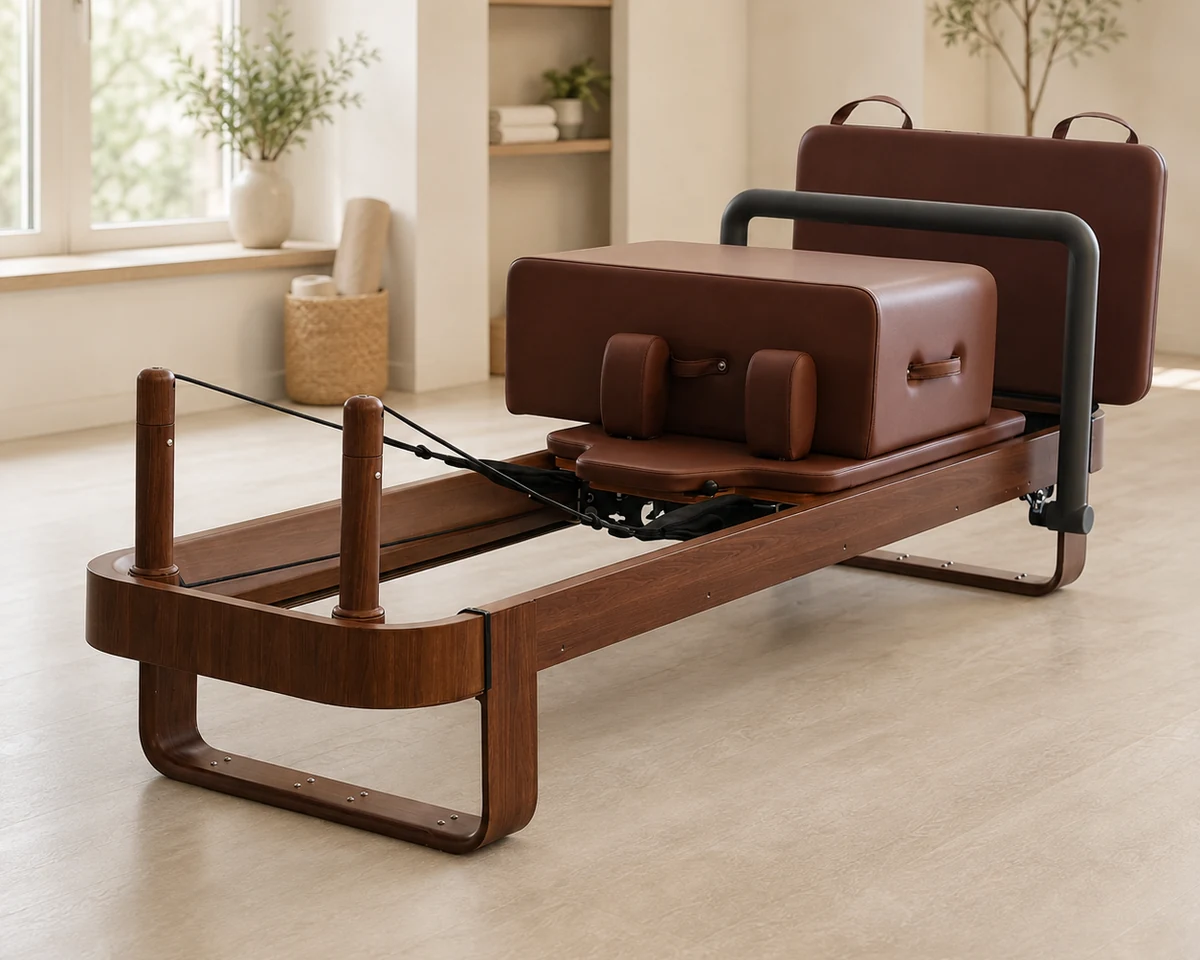 CP125 full-track aluminum Pilates reformer in a professional studio
