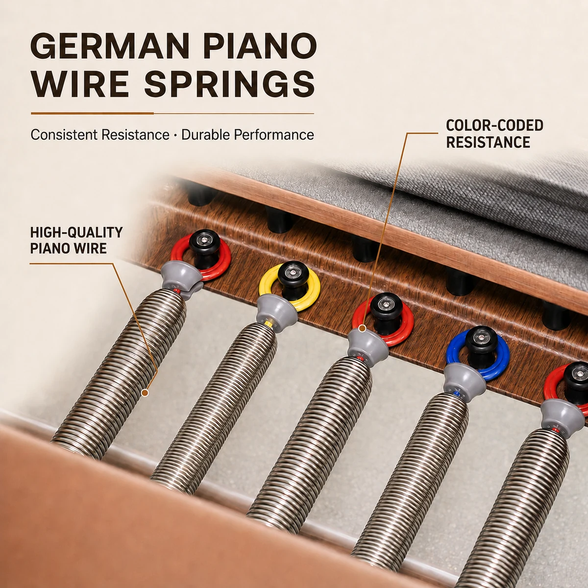 CP125 German piano wire springs detail