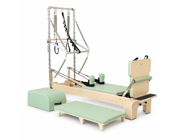 CP312 maple Pilates reformer with stainless steel half tower