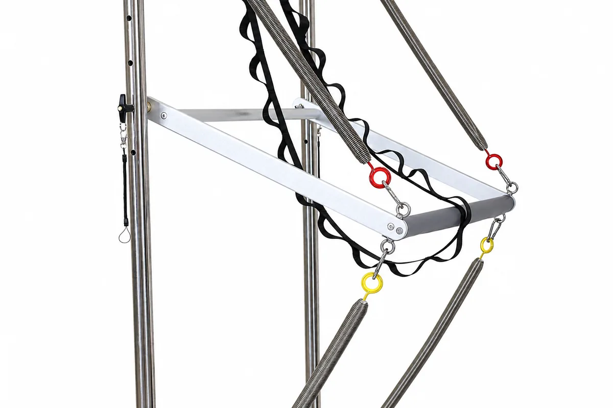 CP322 oak full tower Pilates reformer angle view