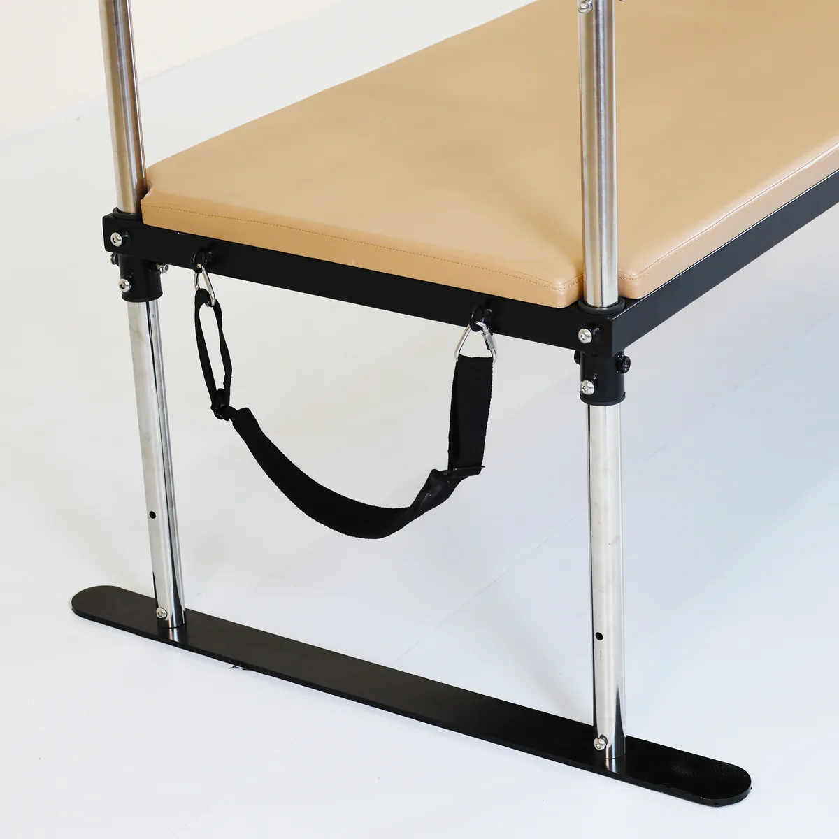 Metal Cadillac trapeze table stainless steel side view