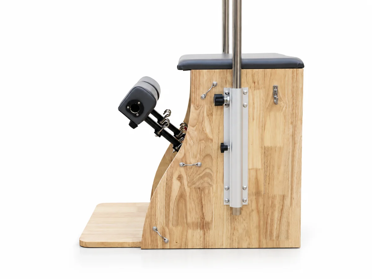 Commercial oak Pilates chair side view